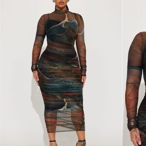 Elegant Multicolor Long Sleeve Dress